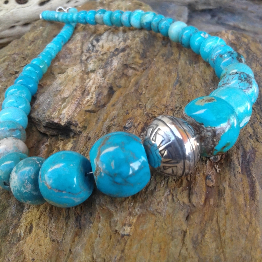 Sterling Silver Turquoise Graduated NECKLACE